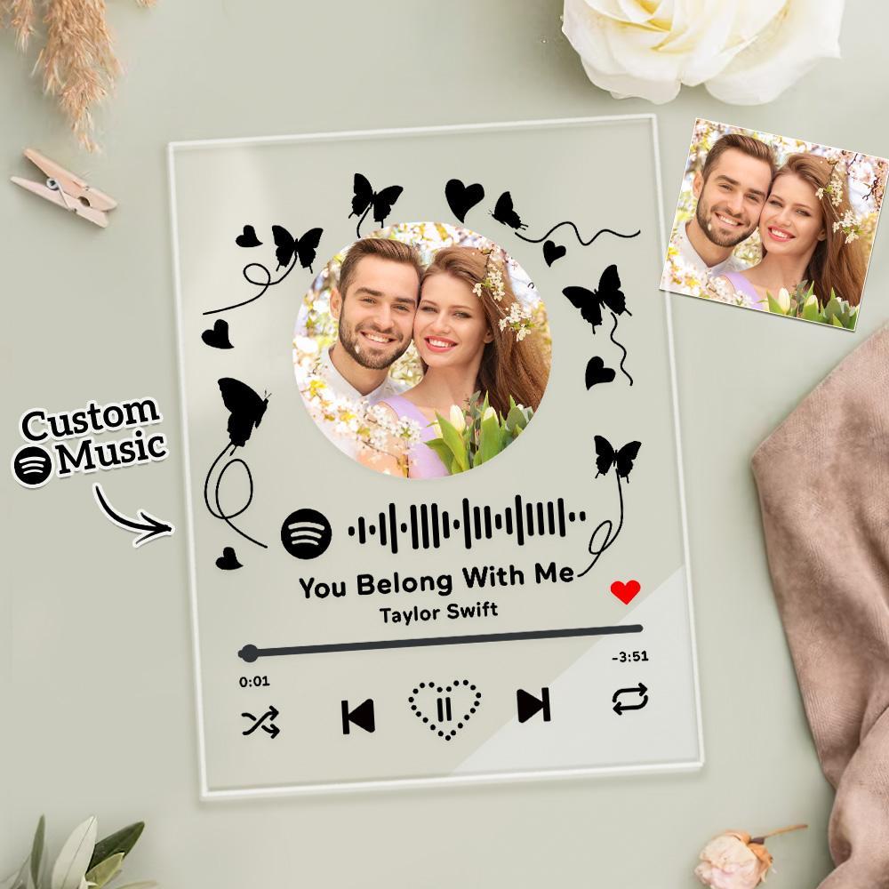 Custom Photo Dear Future Husband Butterfly Scannable Spotify Code Music Plaque Night Light