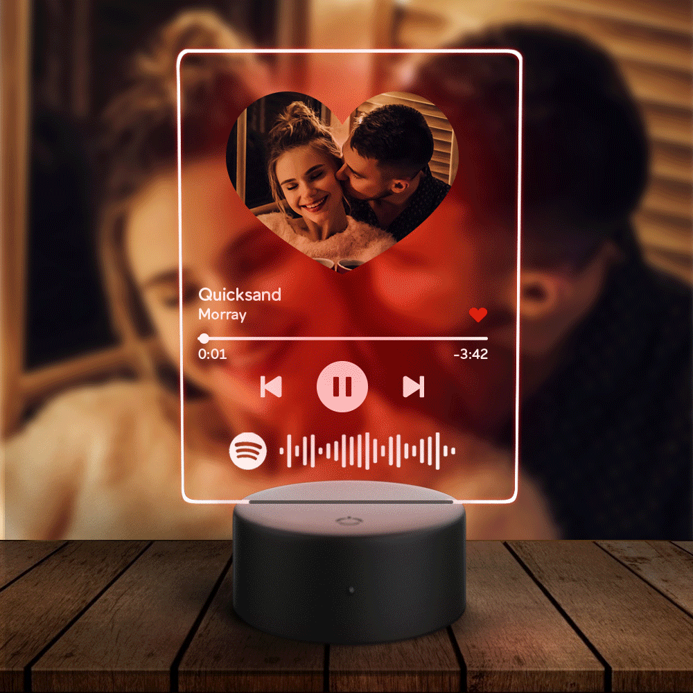 Personalized Spotify Glass Night Light 7 Colors Personalized Photo Night Light For Lover