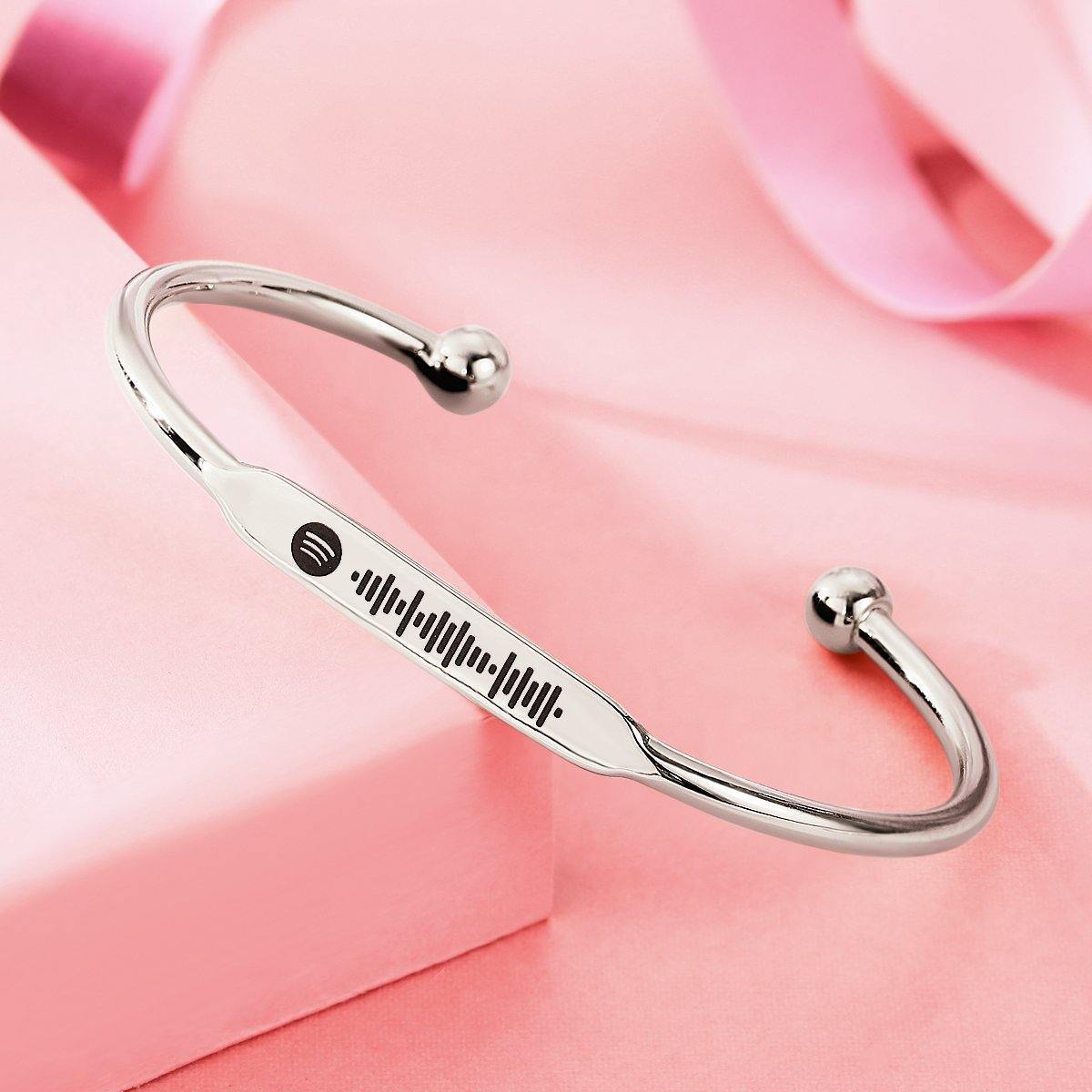 Spotify Code Music Bracelet Custom Spotify Favorite Song Silver