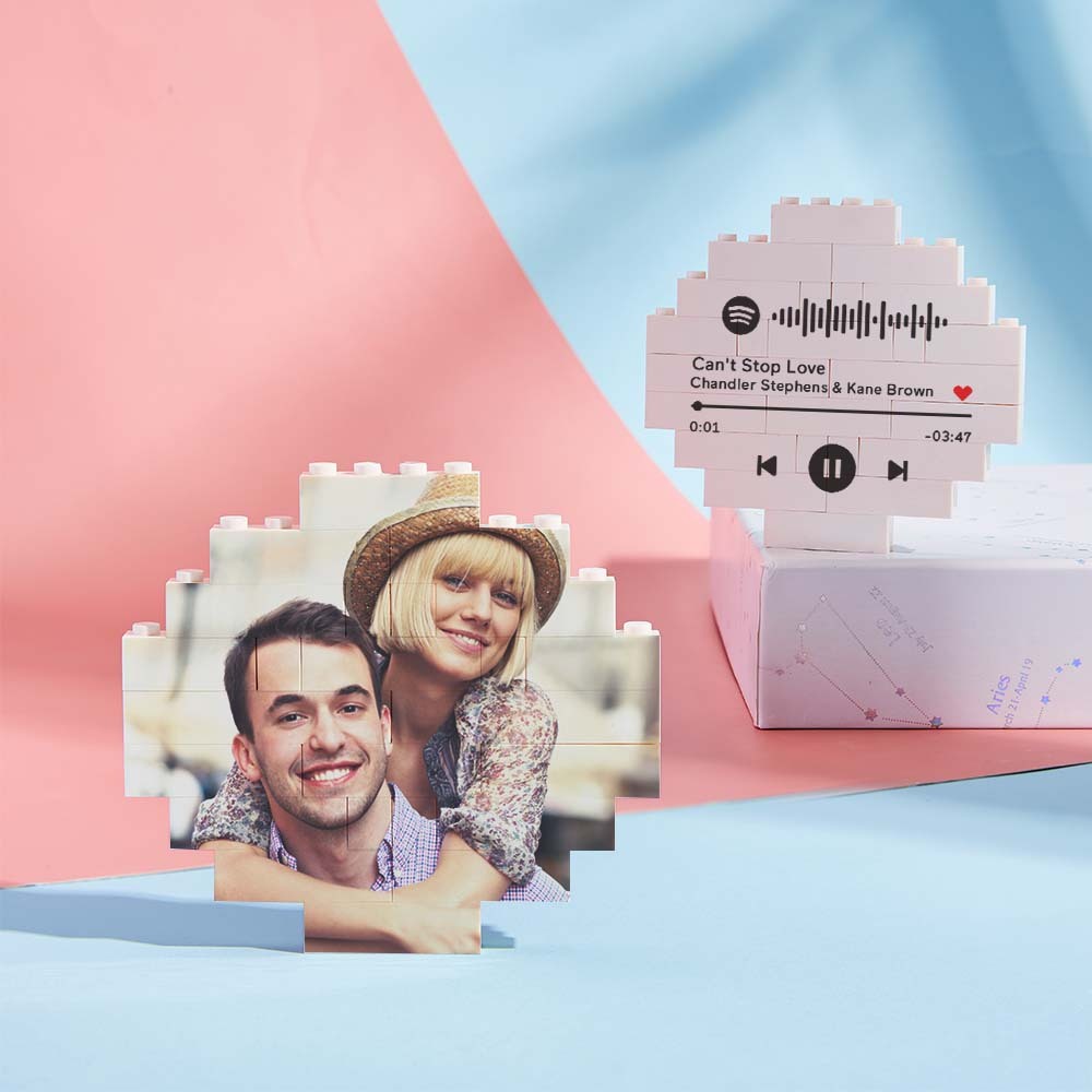 Custom Spotify Code Personalized Brick Round Building Photo Block Frame