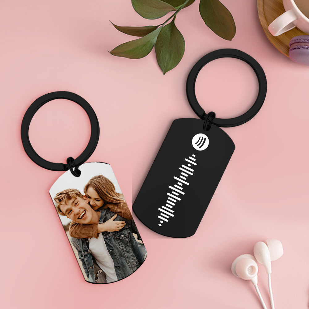 Personalized Spotify Code Stainless Steel Keychain Personalized Gift Photo Keychain