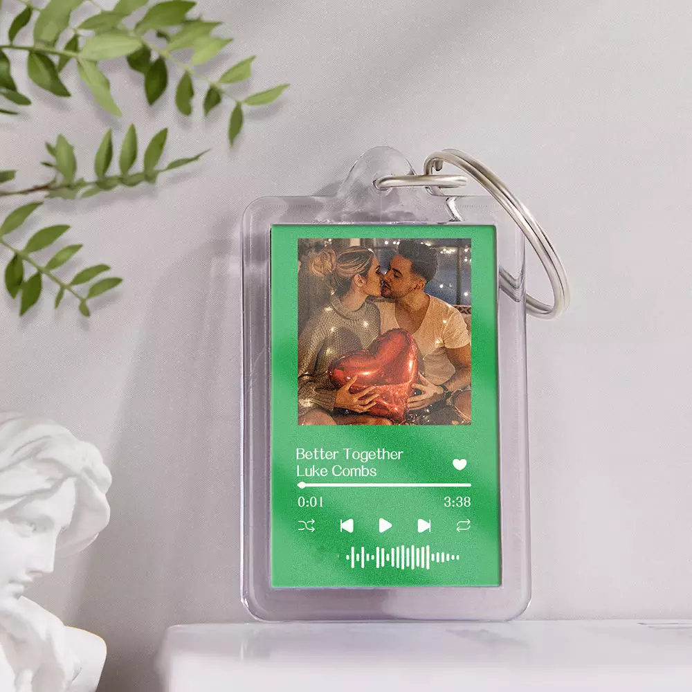 Gift For Lover Custom Music Glass Code Keychain 14 Colors Available