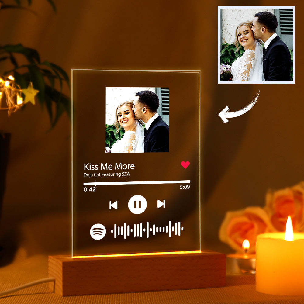 Wedding Gifts For Her Custom Spotify Glass Night Light/Plaque/keychain