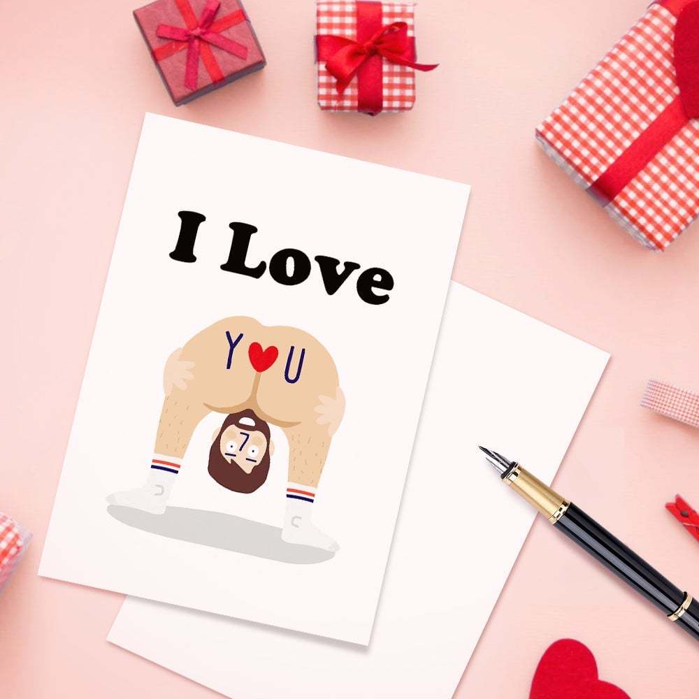 Funny Valentine's Day Greeting Card I Love You Naked Man Card