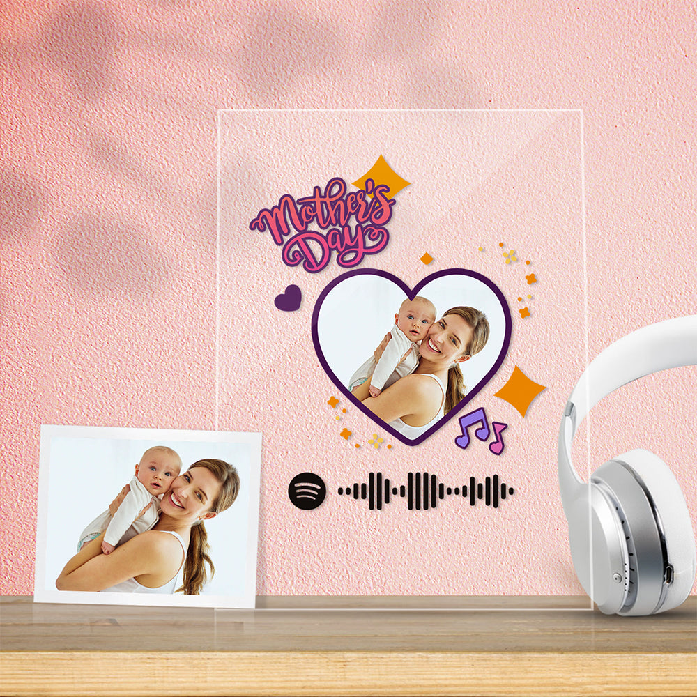 Custom Scannable Spotify Code Acrylic Music Plaque Heart-shaped Mother's Day Gift
