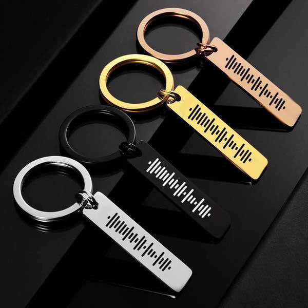 Scannable Code Music Plaque Artwork Stainless Steel Keychain For Lover