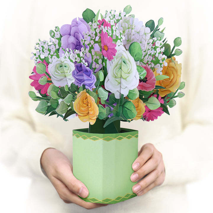 White Flowers Box Card Pop up Card for Easter