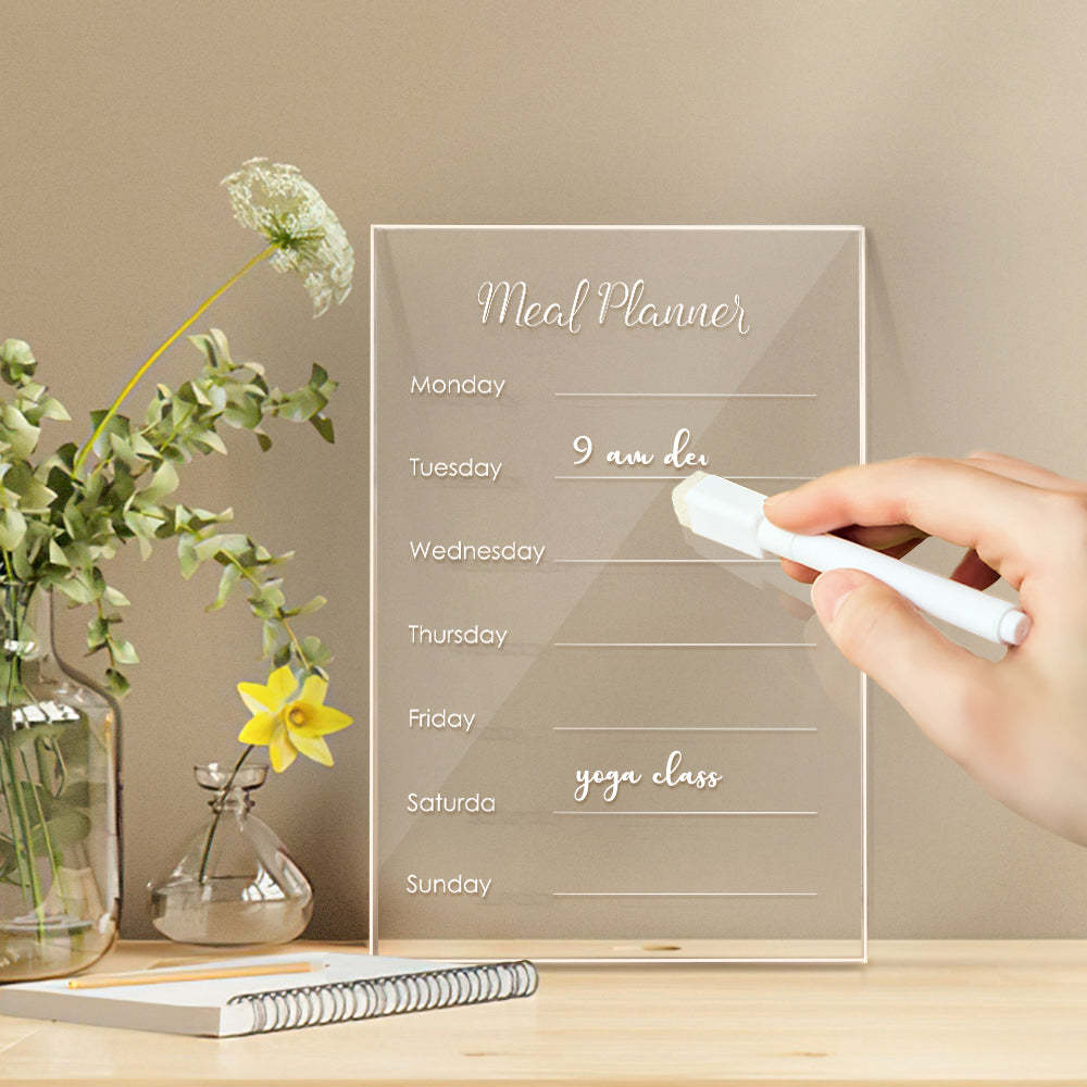 Acrylic Note Board Meal Planner Acrylic Plaque Erasable DIY Note Board with Marker
