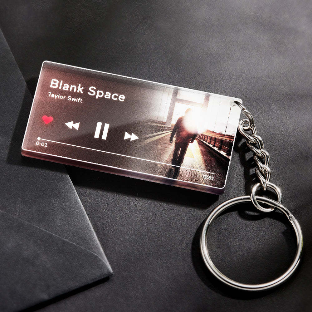 Custom Photo Decoration Music Keychain Engraved Photo Keychain Memorial Gifts