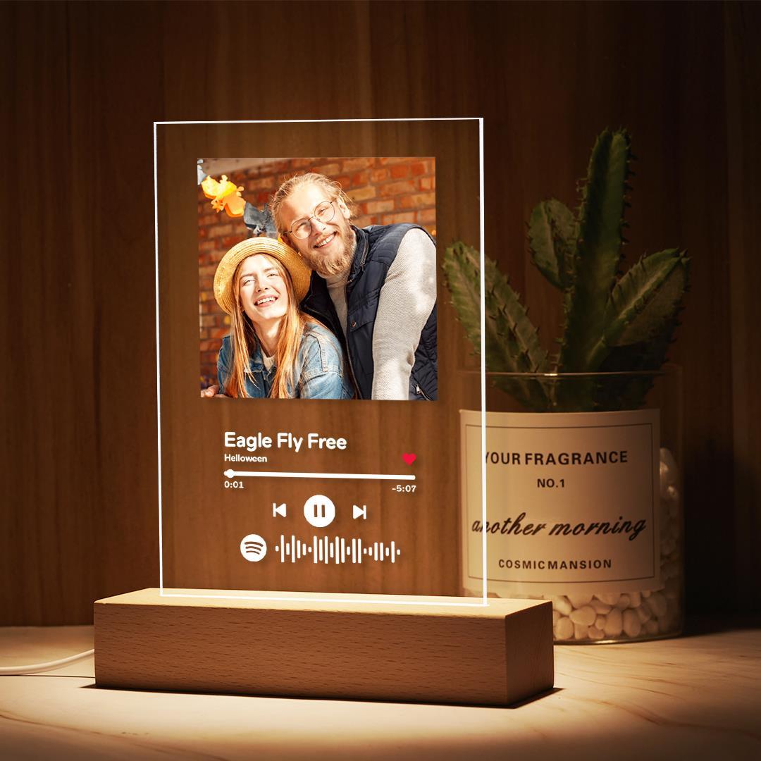 Halloween Gifts For Her Custom Spotify Glass Code Acrylic Keychain/Plaque/Nightlight