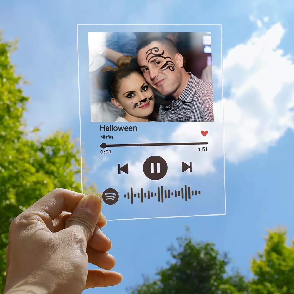 Halloween Gift Custom Spotify Code Song Art Glass Acrylic Plaque 3 Sizes