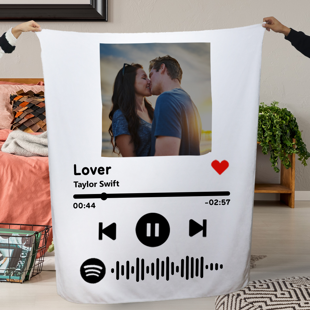 Custom Your Favorite Songs Spotify Code Blanket Couple Photo Blanket