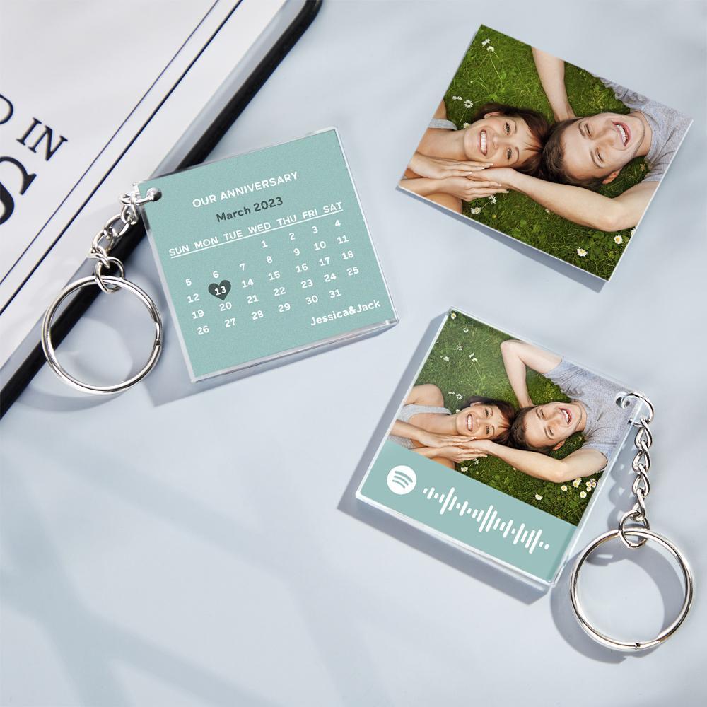 Custom Calendar Keychain Photo Keychain Spotify Code Keychain Personalized Gifts