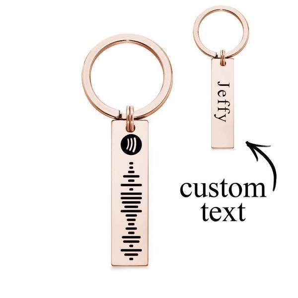 Custom Engraved Spotify code And Name Keychain Scannable Code Sonic Audio Technology Gift