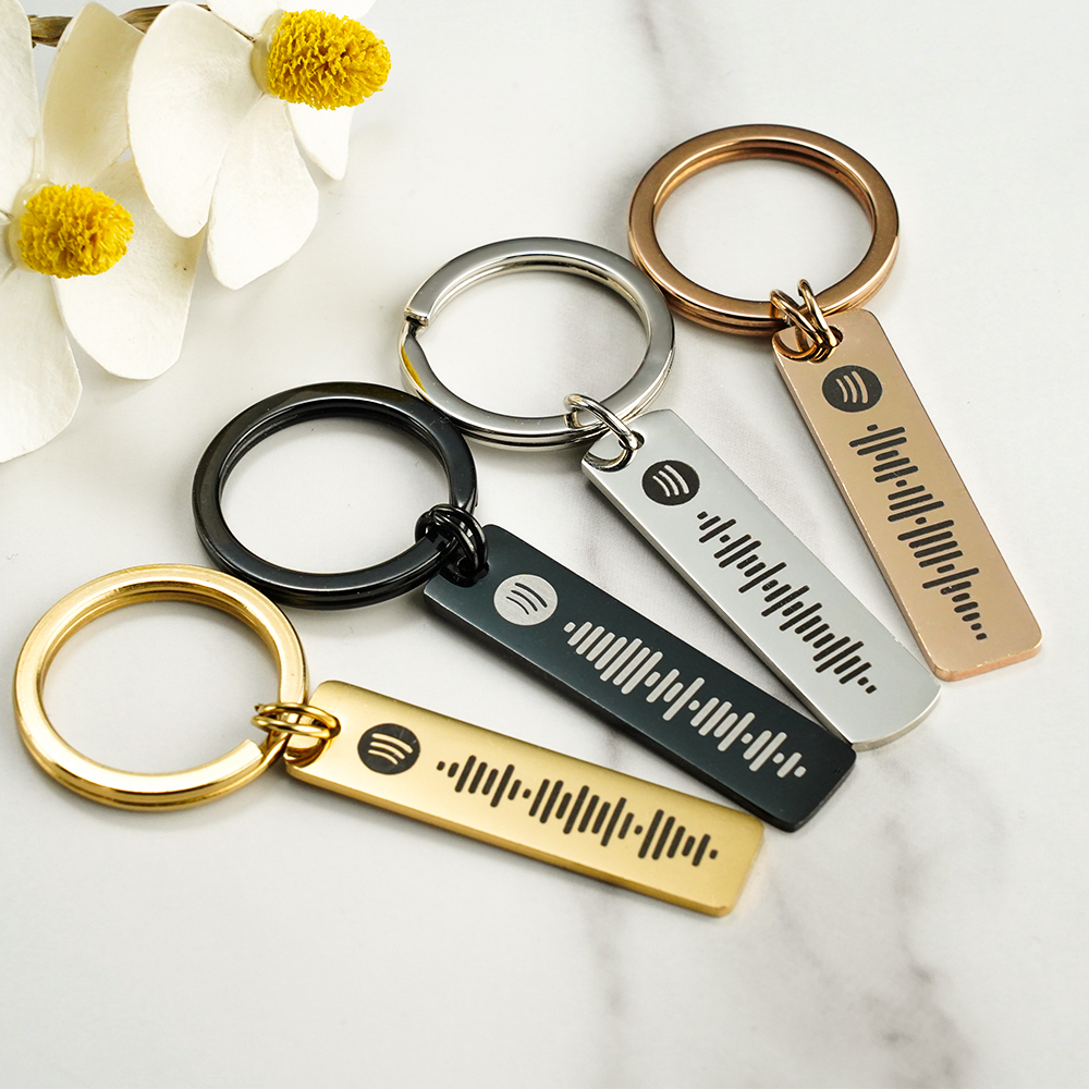 Custom Spotify Code Music Stainless Steel Keychain Gift for Her