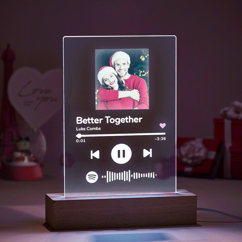 Christmas Gifts For Him Custom Spotify Code Glass Music Night Light/Plaque/Keychain