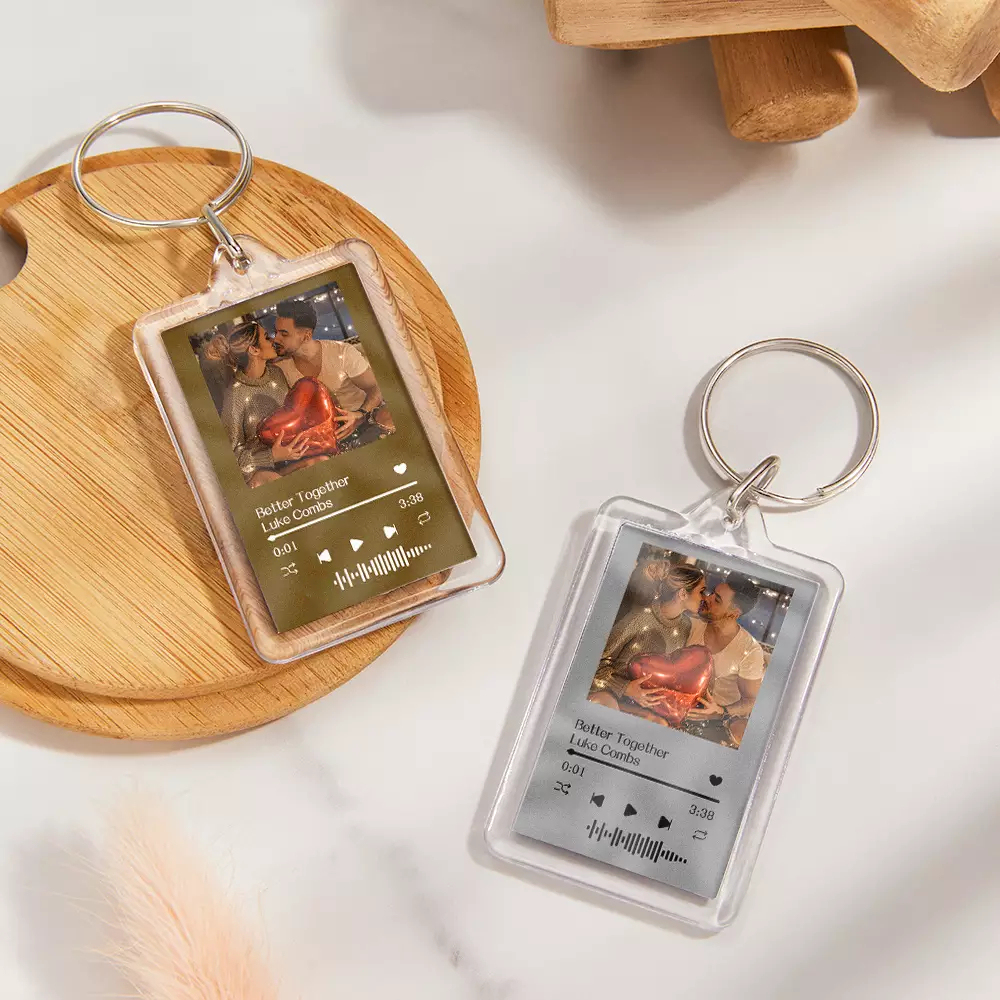 Gift For Lover Custom Music Glass Code Keychain 14 Colors Available