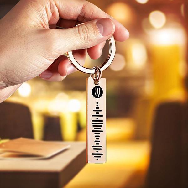 Custom Engraved Spotify code And Name Keychain Scannable Code Sonic Audio Technology Gift