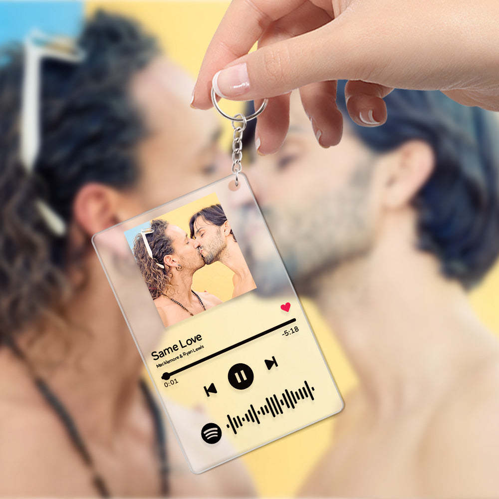 Custom Scannable  Spotify Code Music Acrylic Glass Keychain - Custom Best Gift For LGBT	 Custom Rainbow Gifts