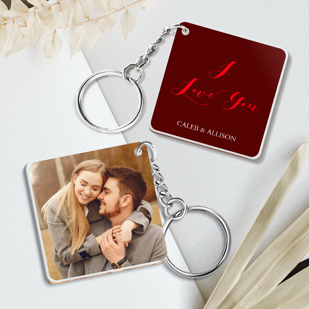 Custom Double Sided Photo Keychain Engraved Named Keychain With Photo Gift For Lover
