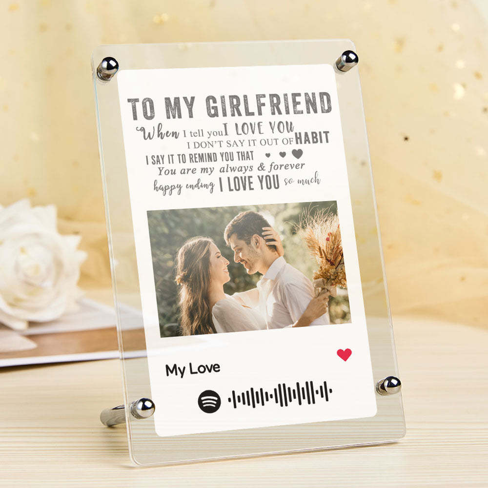 To My Girlfriend - Custom Spotify Photo Frame Scannable Code Music Plaque