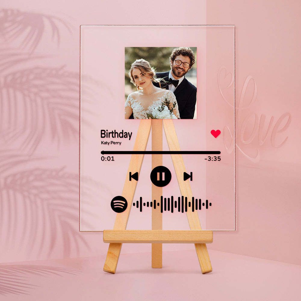 Wedding Gifts For Her Custom Scannable Spotify Code Music Acrylic Glass Plaque