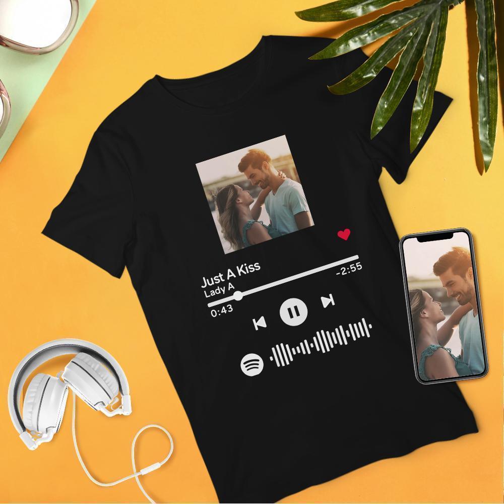 Custom Scannable Spotify Code T-shirt Photo Engraved T-shirt Unisex