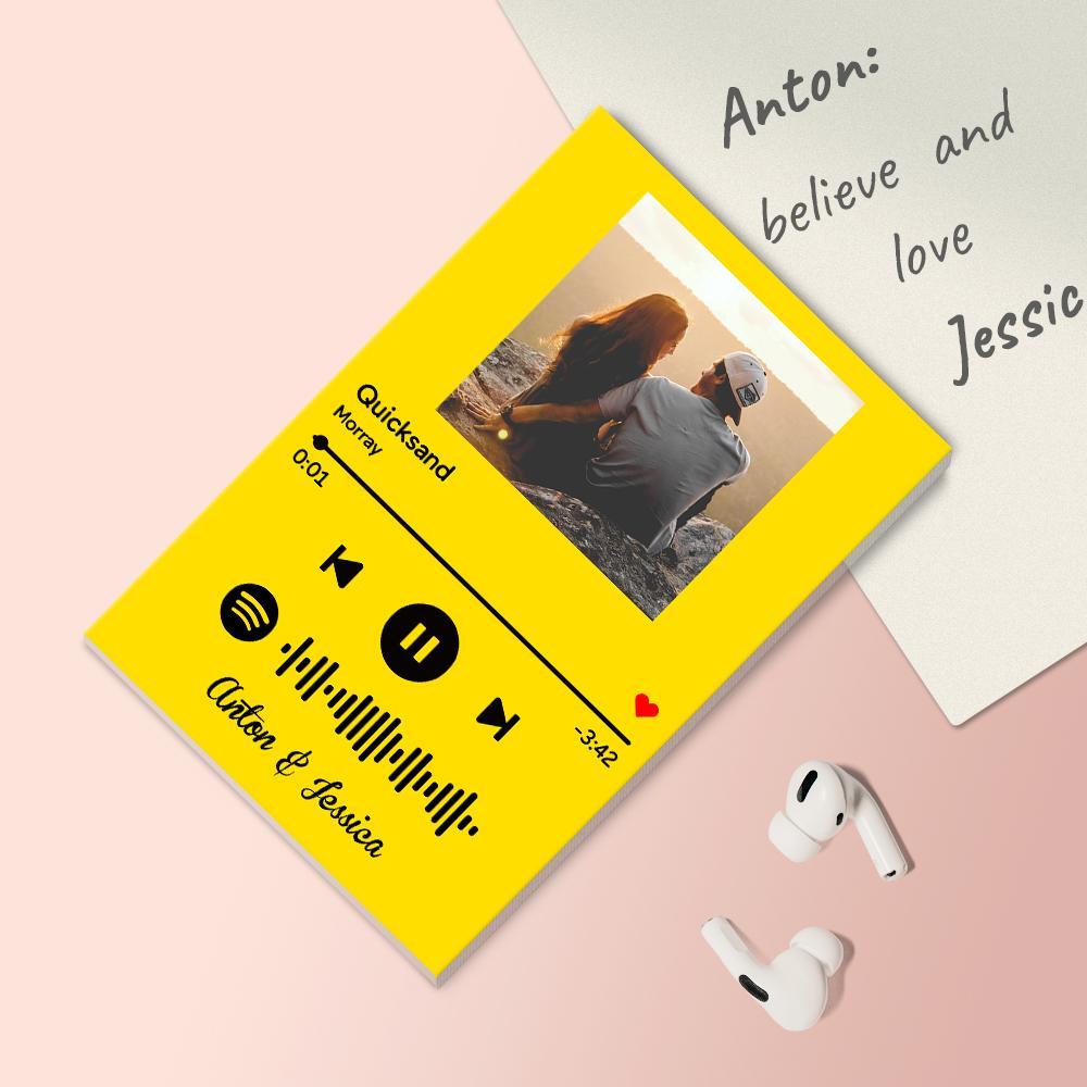 Custom Spotify Code Music Song Fridge Magnet With Text Yellow