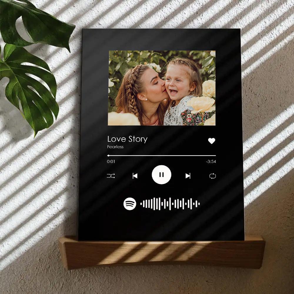 Mother's Day Gifts Custom Music Plaque Scannable Code Plaque - Black
