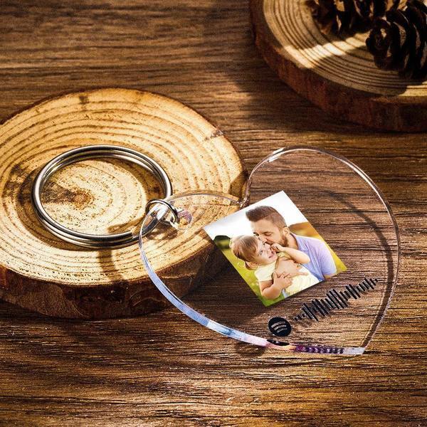 Personalized Spotify Code Keychain Spotify Favorite Song Photo Engraved Keychain Father's Gifts