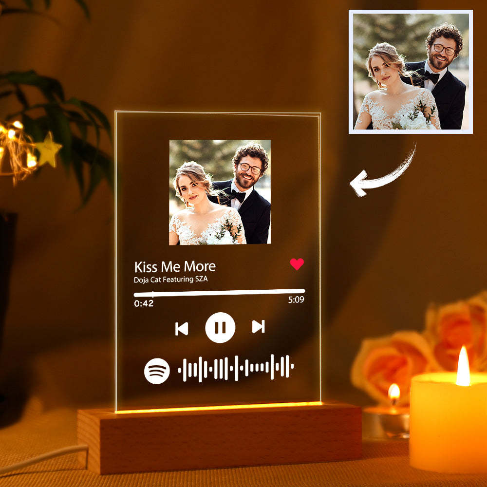 Wedding Gifts Custom Spotify Glass Night Light/Plaque/keychain