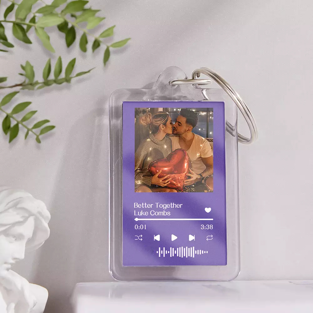 Gift For Lover Custom Music Glass Code Keychain 14 Colors Available