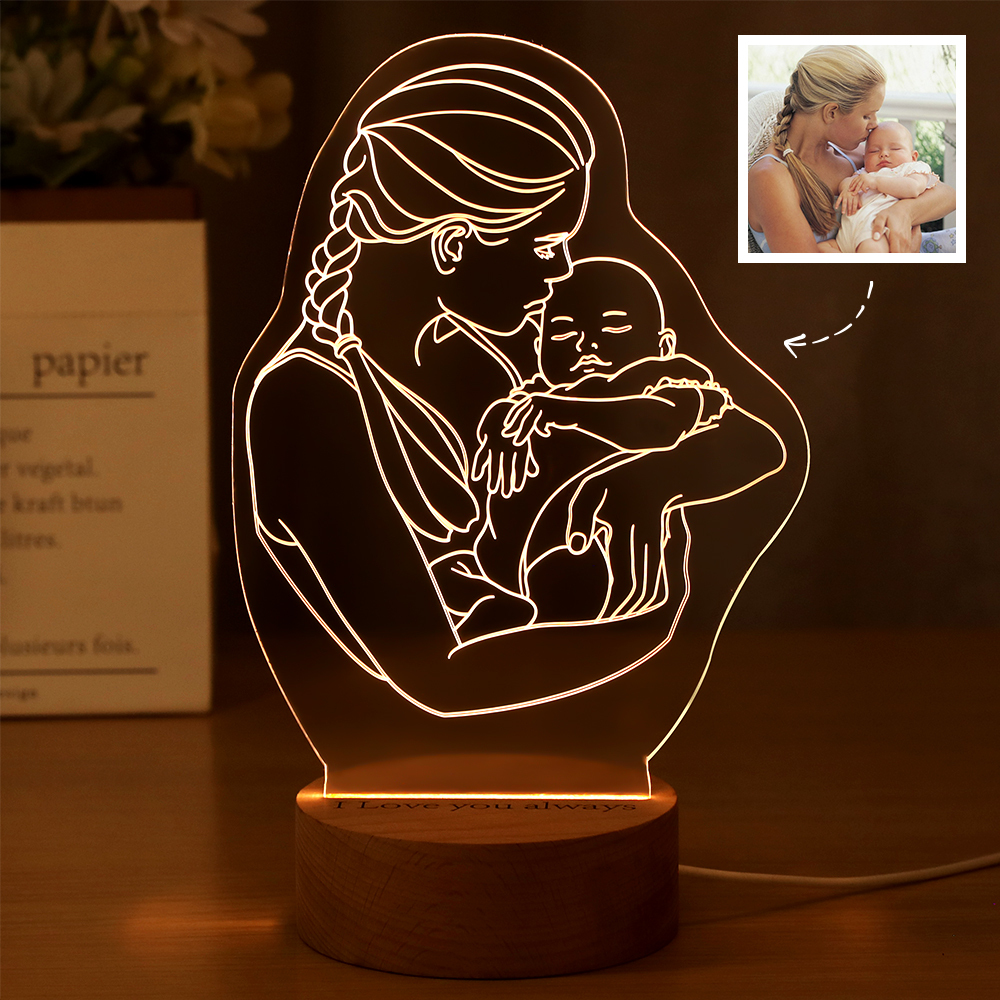 Gifts For Mother Personalized 3D Photo Lamp Engraved Text LED Night Light