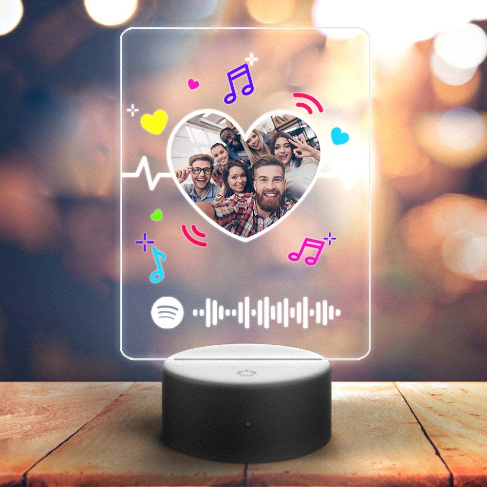 Custom Spotify Night Light with 7 Colors Personalized Night Light Heart-Gift For Friends