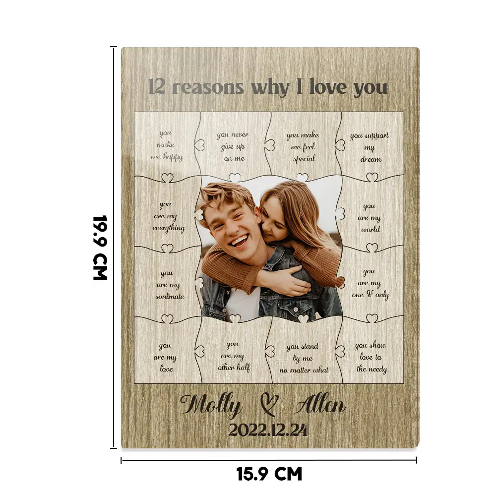 12 Reasons Why I Love You with Acrylic Photo Personalized Valentine's Day or Romantic Anniversary Gift for Boyfriend