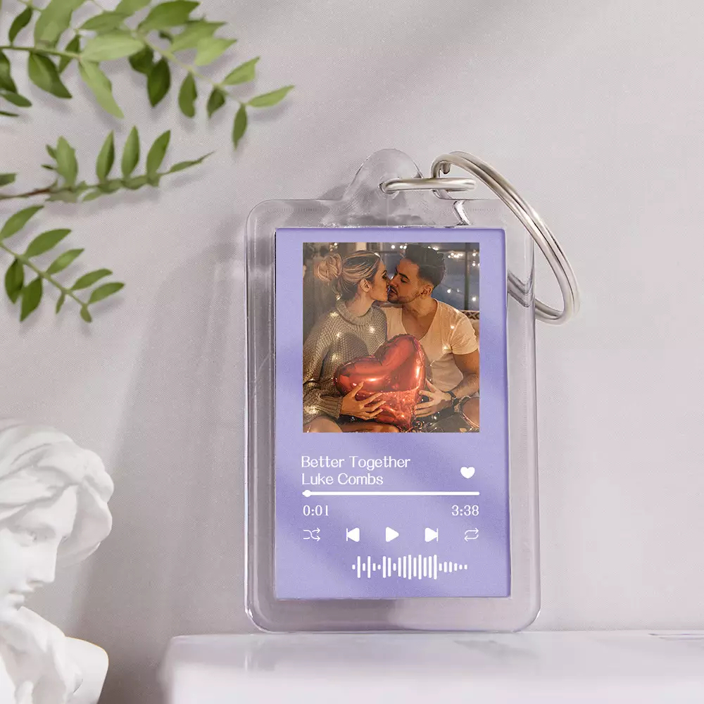 Gift For Lover Custom Music Glass Code Keychain 14 Colors Available