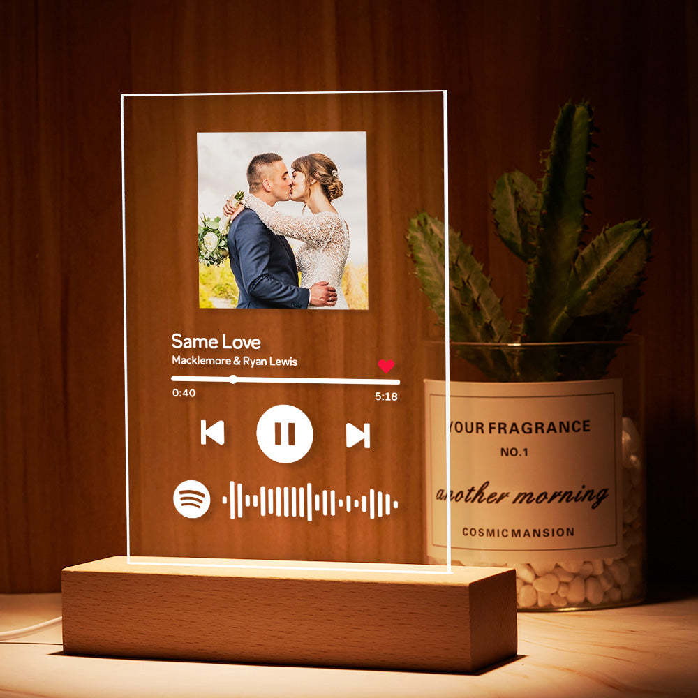 Wedding Gifts For Her Custom Spotify Code Music Acrylic Glass Night Light
