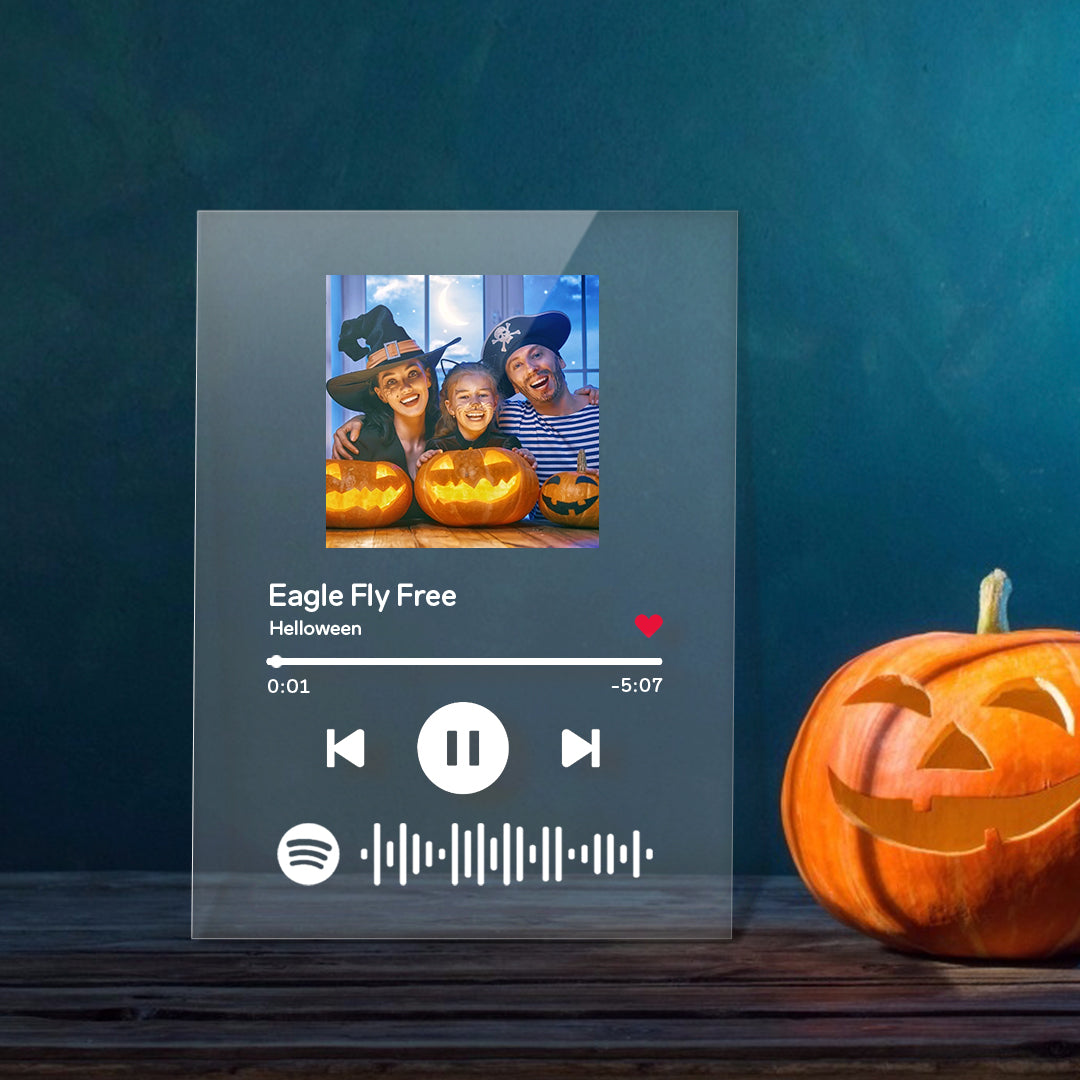 Spotify Glass - Custom Spotify Code Music Plaque For Halloween(4.7in x 6.3in)