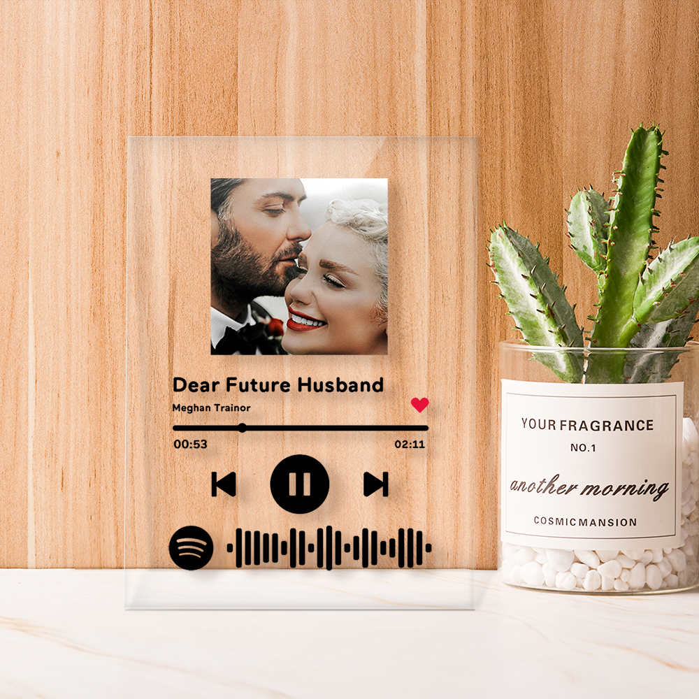 Personalized Scannable Spotify Code Music Plaque Art Wedding Anniversary Gifts for Husband