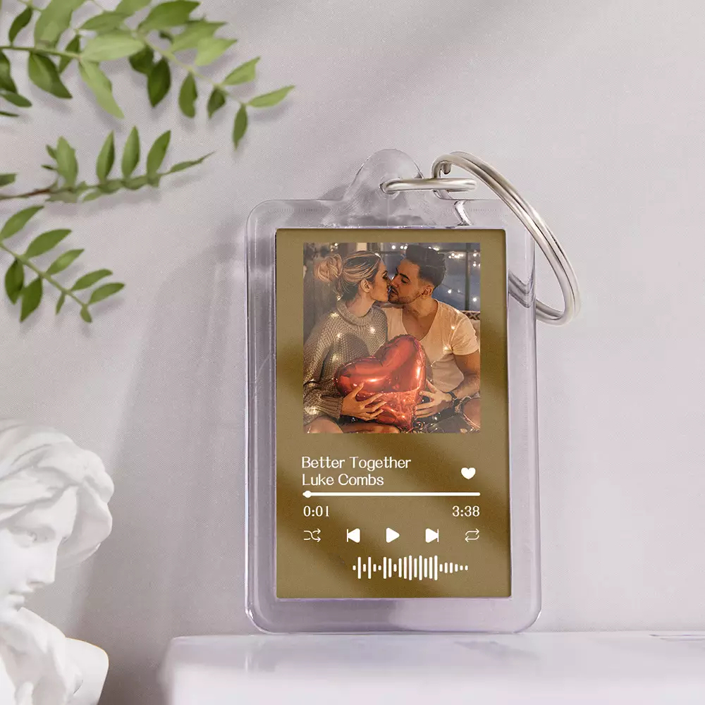 Gift For Lover Custom Music Glass Code Keychain 14 Colors Available