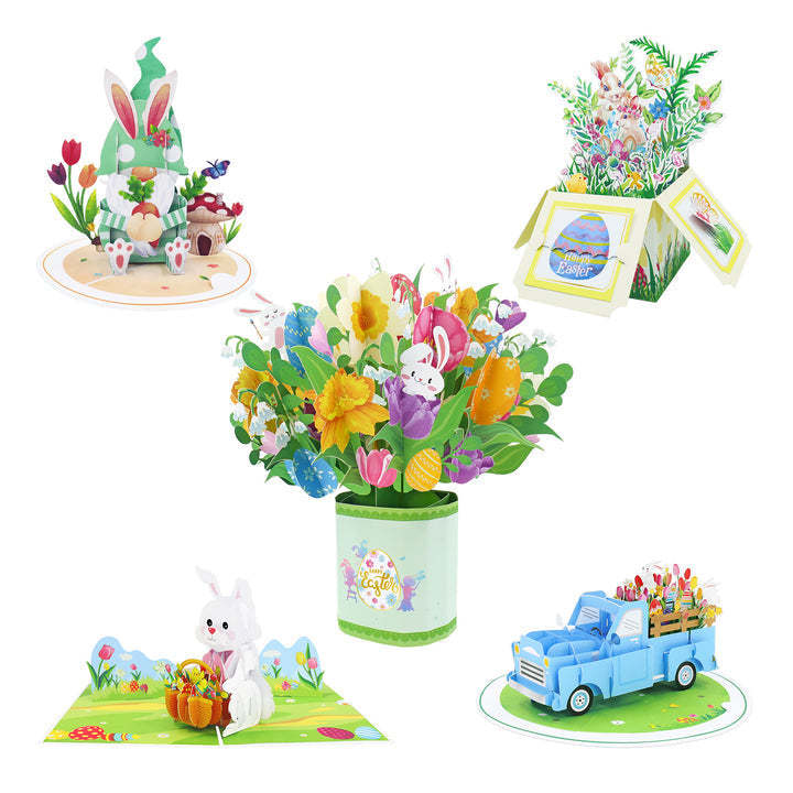 Easter Bunny Card 5-Pack Set Pop up Card