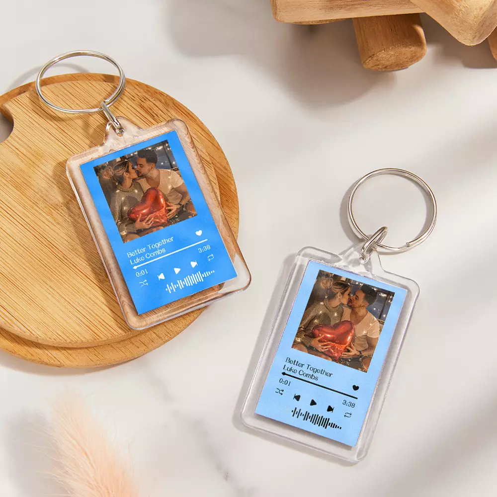 Gift For Lover Custom Music Glass Code Keychain 14 Colors Available