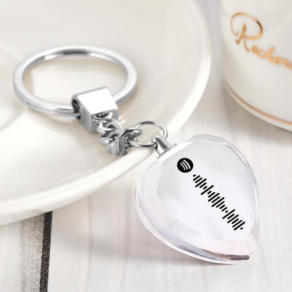 Scannable Custom Spotify Code Keychain Engraved Music Song Crystal Keychain Memorial Gifts