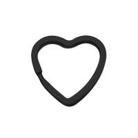 Heart-Shape Flat Key Ring Metal Split Parting Key Ring Black
