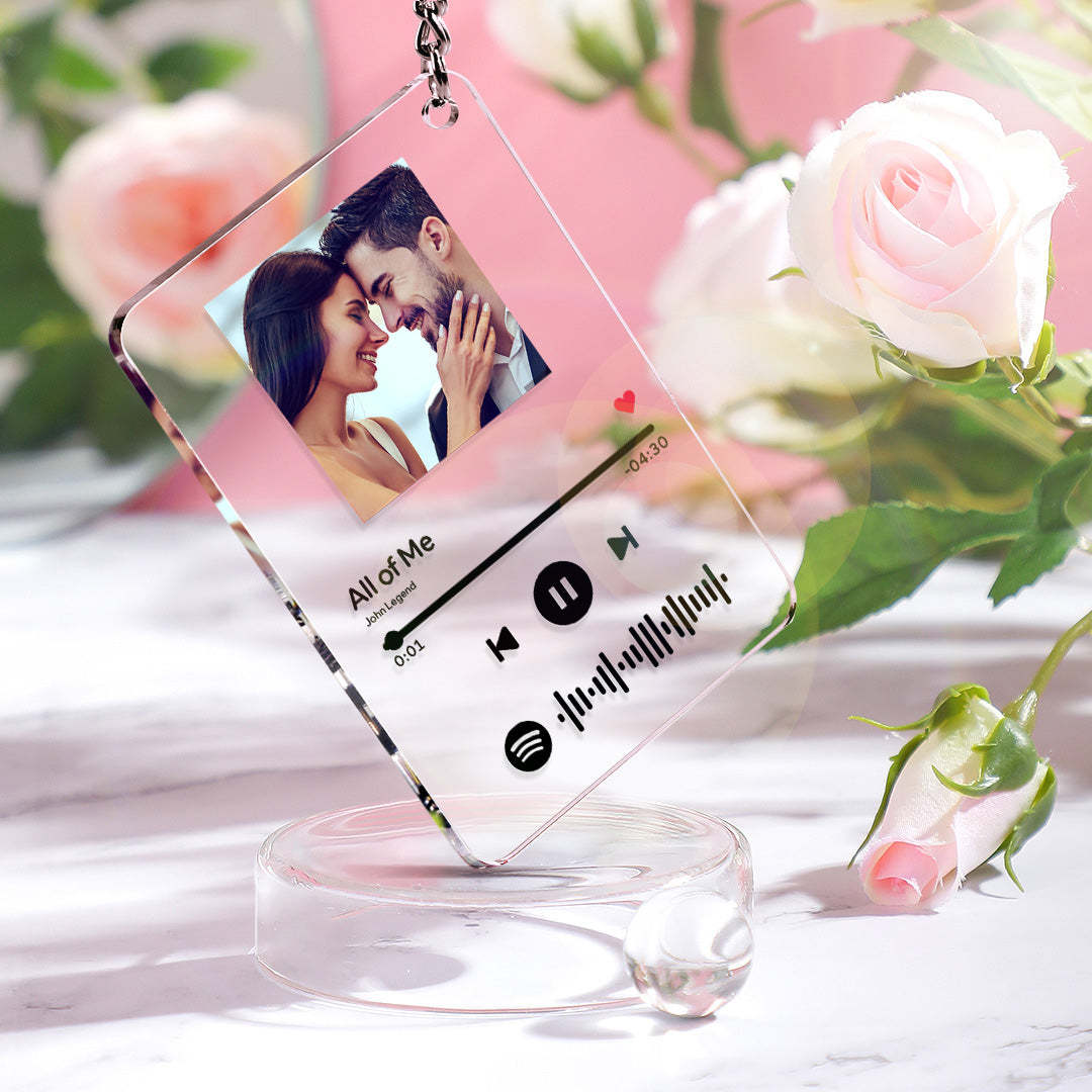 Anniversary Gift Custom Spotify Glass Code Plaque Keychain