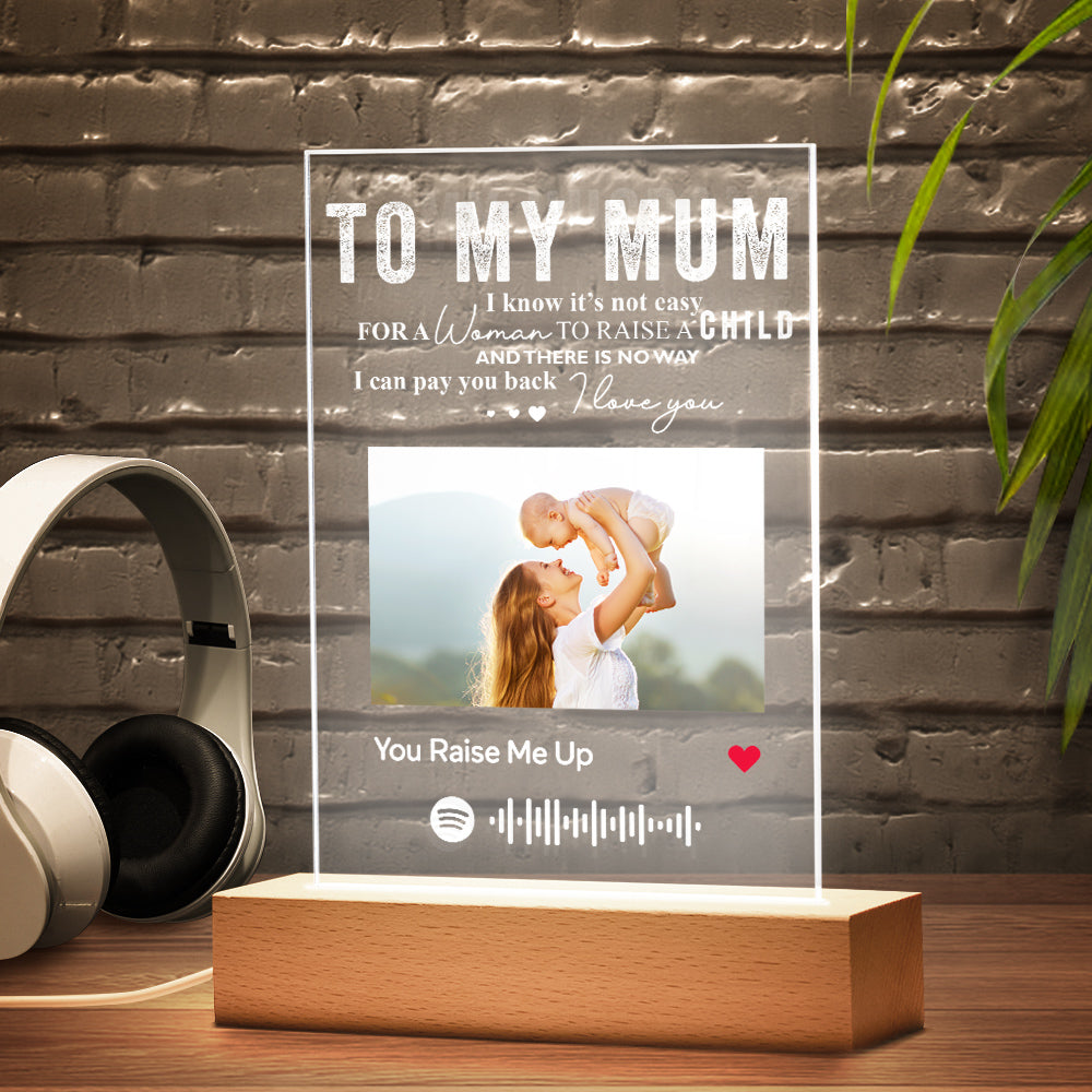 Gift For Mum Custom Spotify Photo Glass Plaque/Keychain/Night Light
