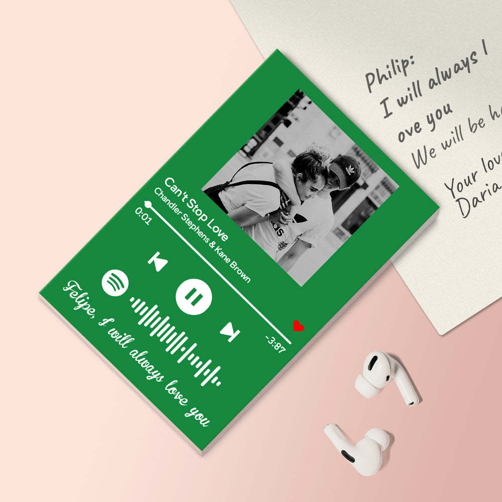 Custom Spotify Code Music Song Fridge Magnet With Text - Green