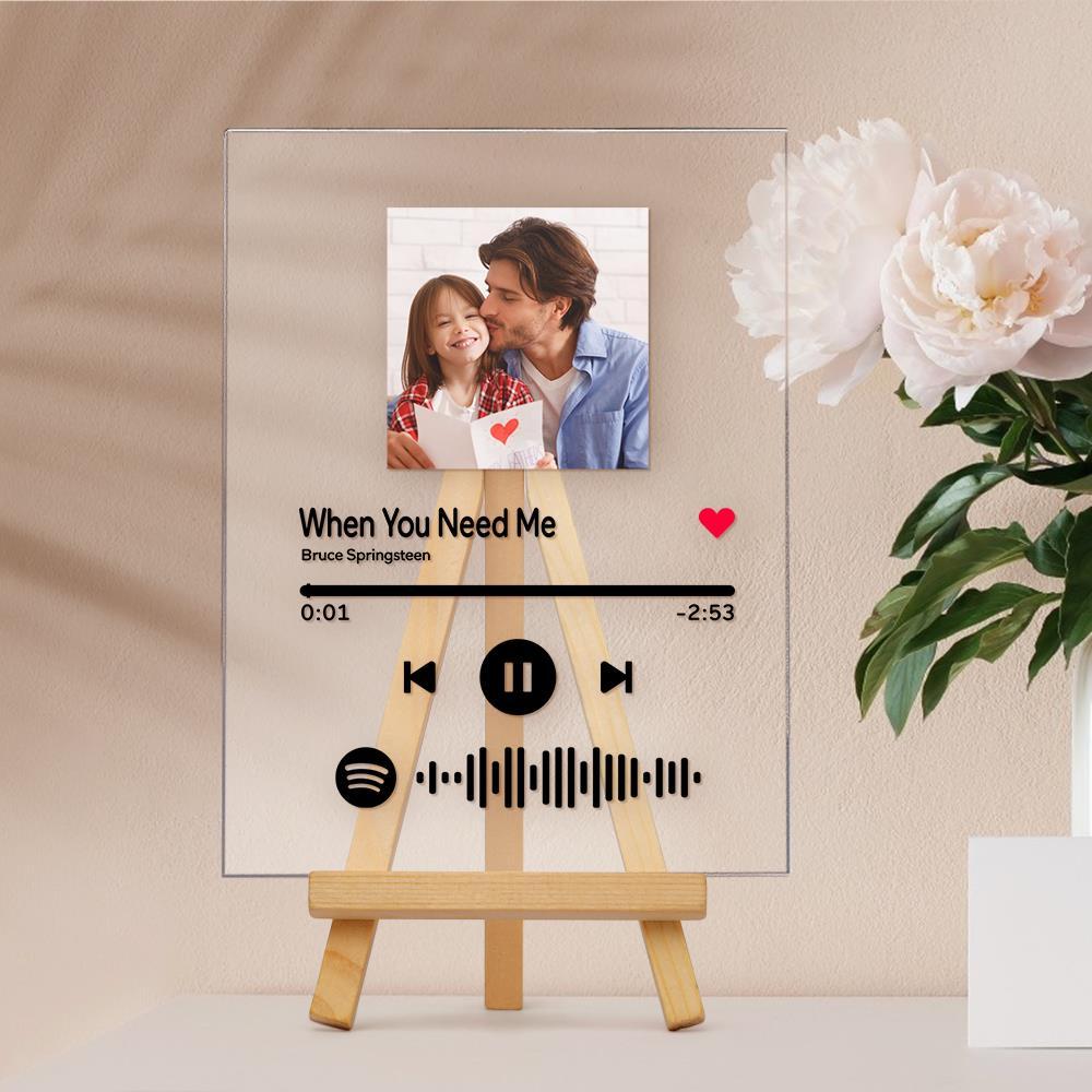 Custom Scannable Spotify Code Music Acrylic Glass Plaque - Custom Best Gift For Father