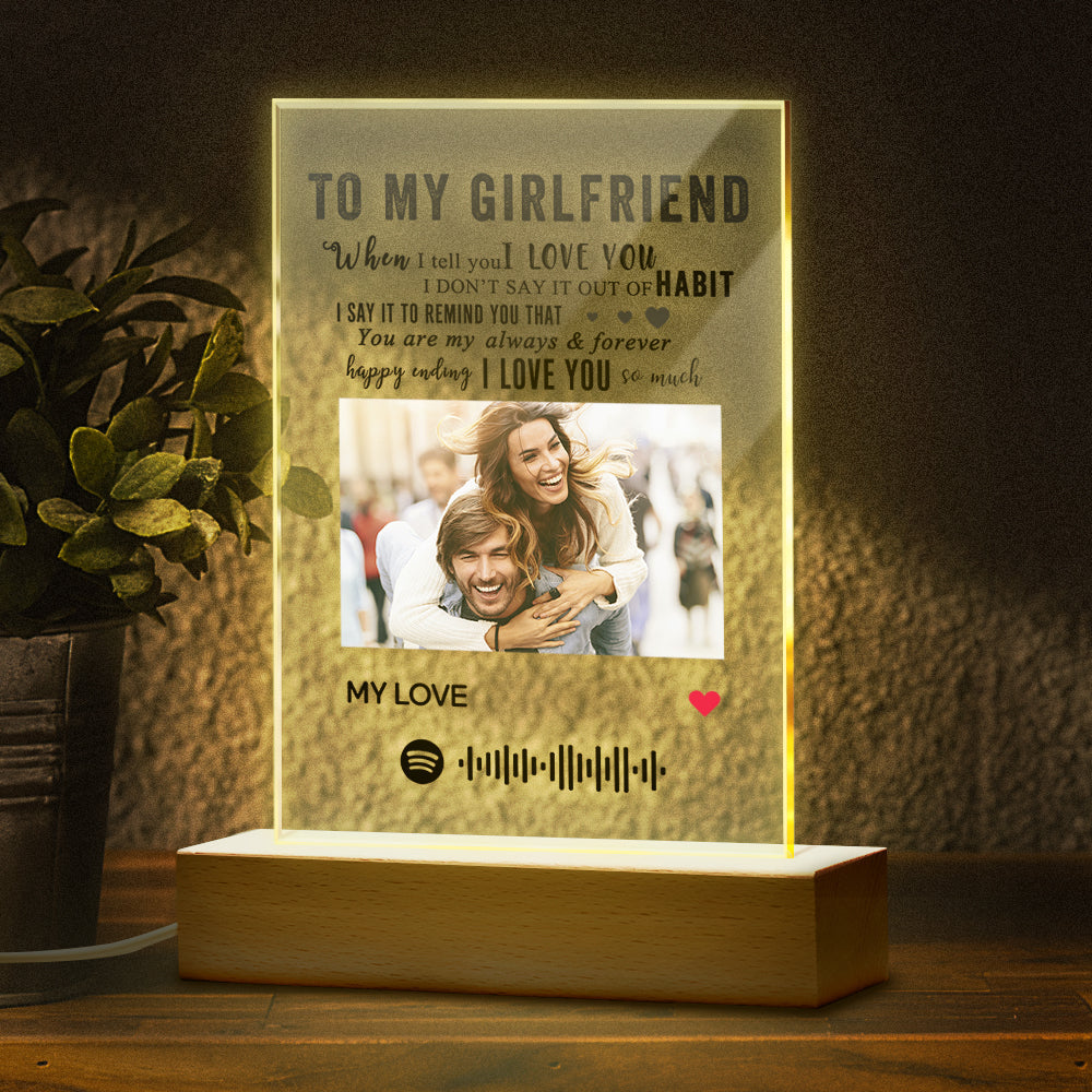 TO MY GIRLFRIEND - Custom Photo Spotify Nightlight Personalized Scan Code Music Play Night Light With Orange Light Gift For Girlfriend