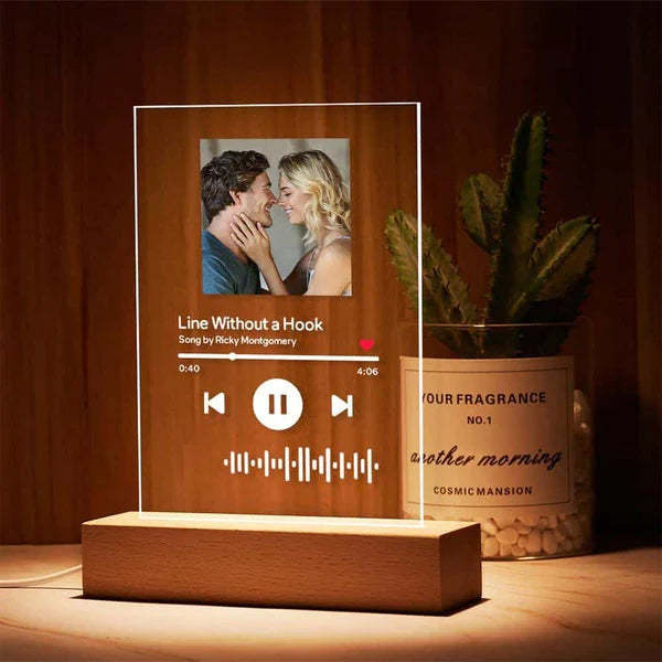 Custom Scannable  Music Code Acrylic Glass Plaque/Keychain/Night Light- Custom Best Gift For Lover